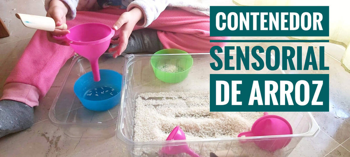 Contenedor sensorial con arroz
