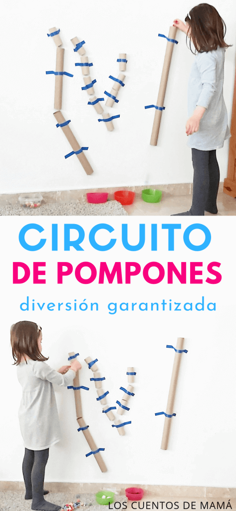 Juego de circuito con pompones