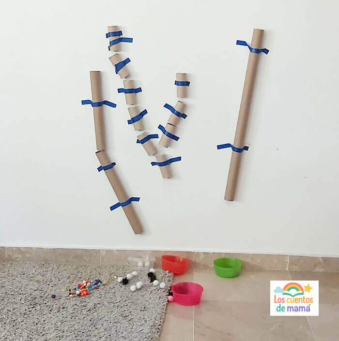 circuito de pompones motricidad para niños de 2 a 6 años