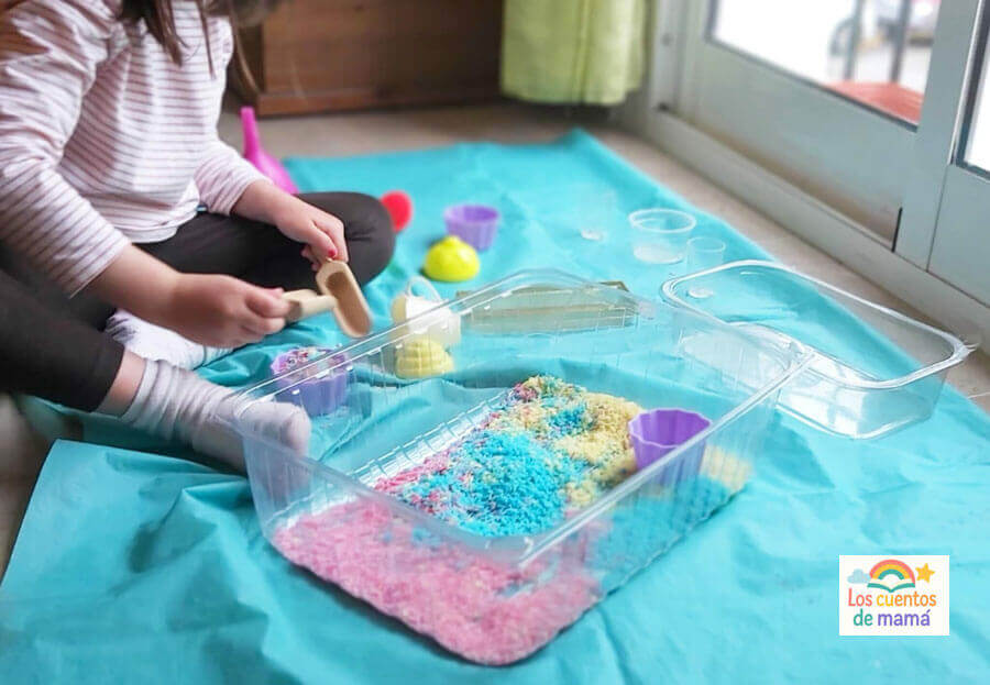 como hacer arroz de colores