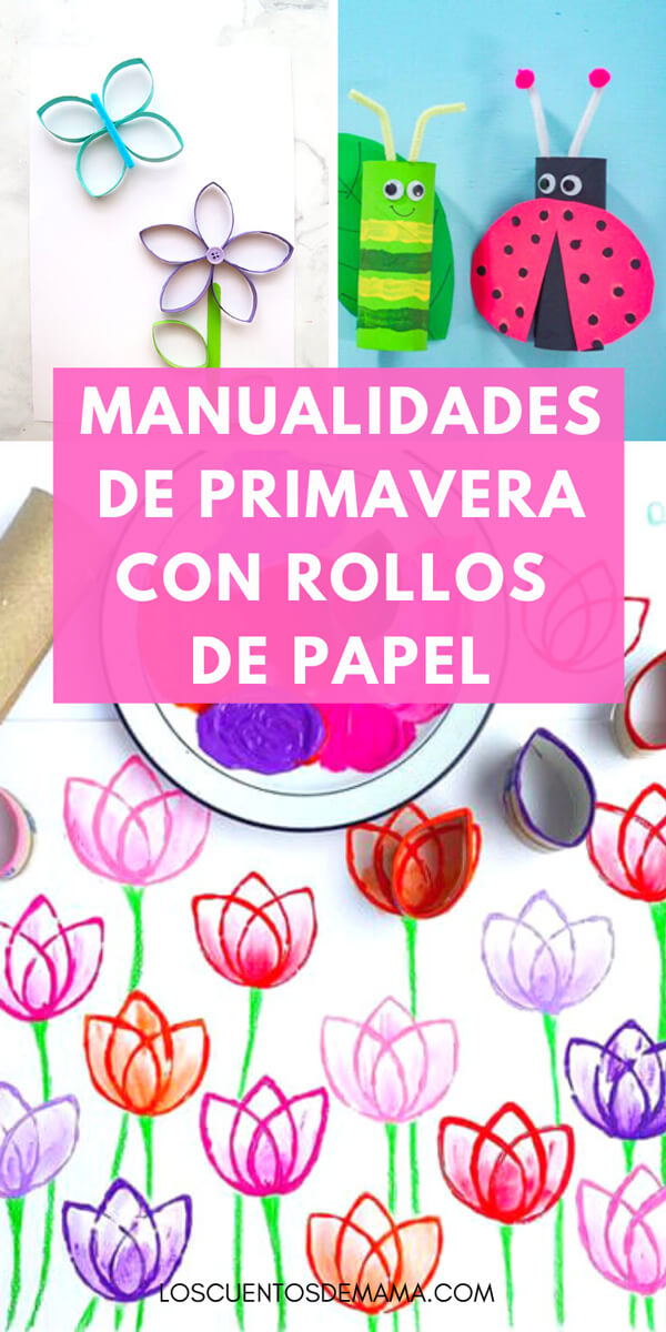 manualidades de primavera con rollos de papel para niños