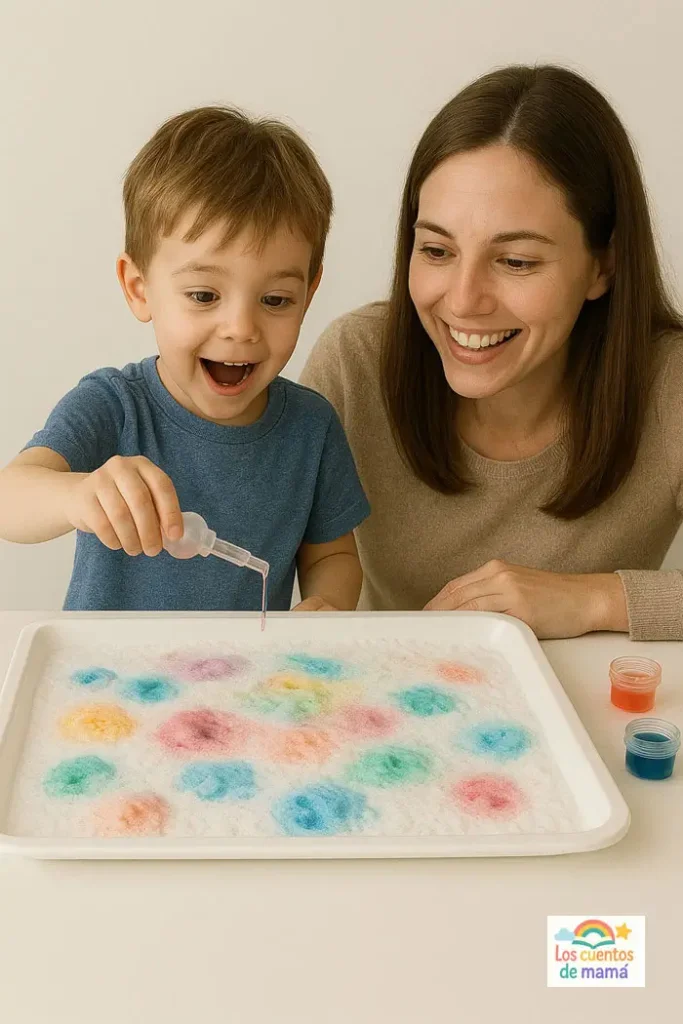 experimento para niños con bicarbonato y vinagre